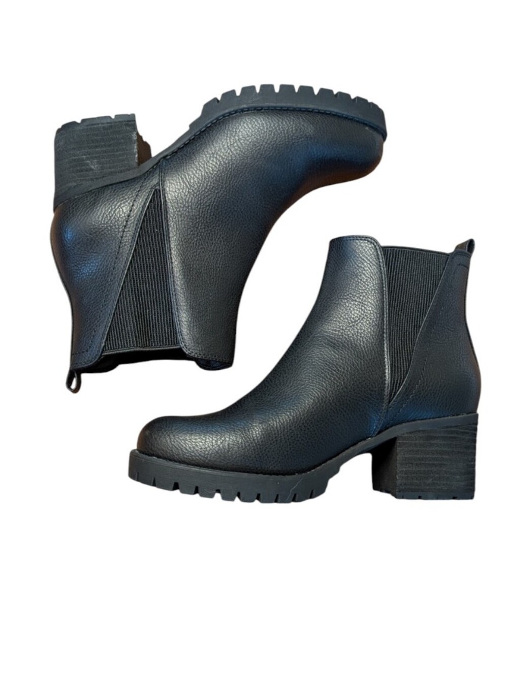 Mia Jody chunky platform lug sole Chelsea ankle boot elastic gore faux leather 9